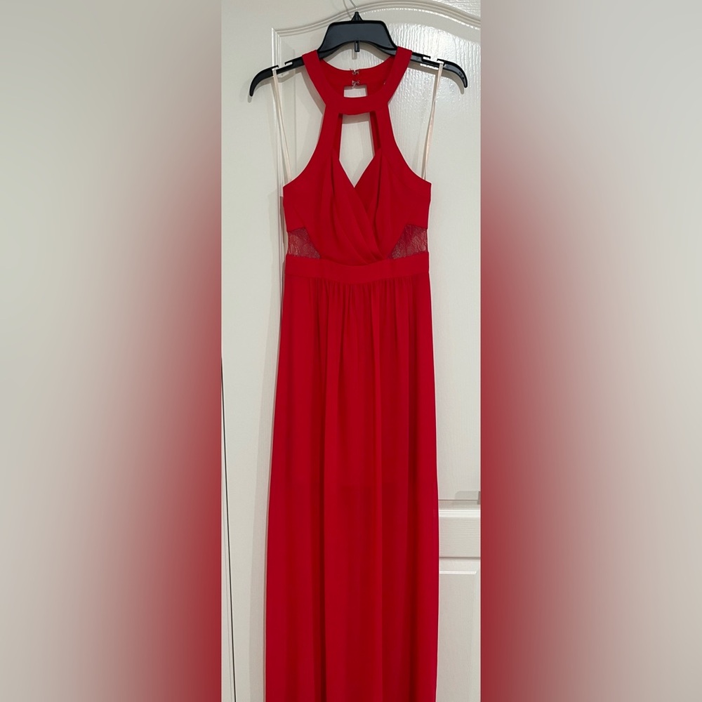 BCBGeneration Maxi Red Halter Dress